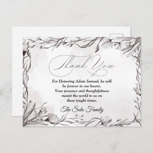 Funeral-bedankt-kaart Briefkaart (Voorkant / Achterkant)