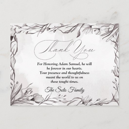 Funeral-bedankt-kaart Briefkaart (Voorkant)