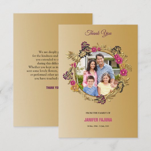 Funeral-bedankt-kaart Kaart (Voorkant / Achterkant)