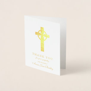 Funeral Bedankt kaarten   Gold Cross 1 Foil