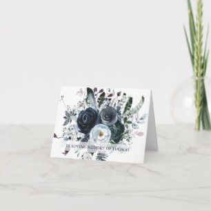 Funeral Bedankt kaarten   Navy & White Peonies 1