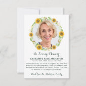 Funeral BEDANKT U Zonnebloemsympathie Fotokaart (Voorkant)