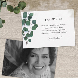 Funeral Bedankt voor je foto-kaart met Eucalyptus
