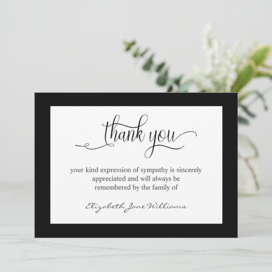 Funeral Bereavement Black Boarder Hartelijk dank Bedankkaart (Staand voorkant)