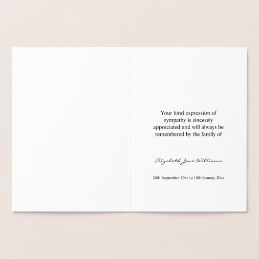 Funeral Bereavement Cross en Boarder Hartelijk dan Folie Kaarten (Binnen)