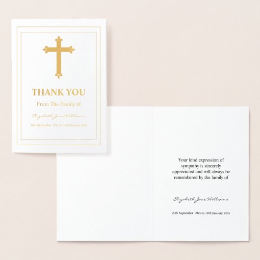 Funeral Bereavement Cross en Boarder Hartelijk dan Folie Kaarten (Display)