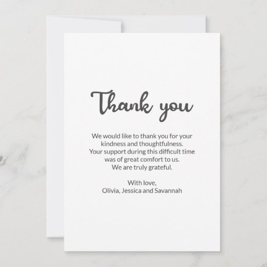 Funeral Bereavement Custom Photo Sympathy Memorial Bedankkaart (Achterkant)