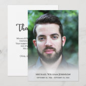 Funeral Bereavement Custom Photo Sympathy Memorial Bedankkaart (Voorkant / Achterkant)