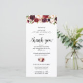 Funeral, Bereavement, Sympathie Burgundy Floral Bedankkaart (Staand voorkant)