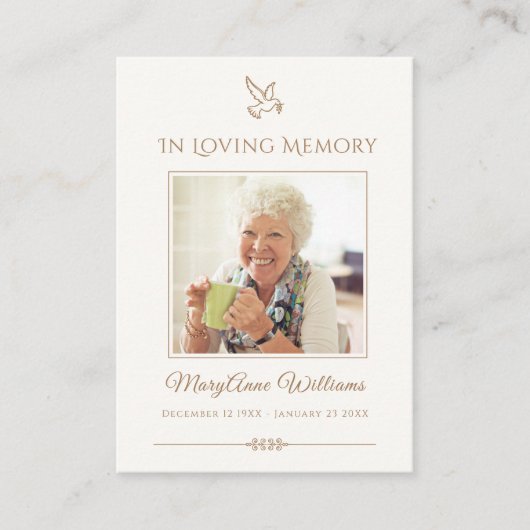 Funeral Bird Sympathy Wake Memorial Kaart Visitekaartje (Voorkant)