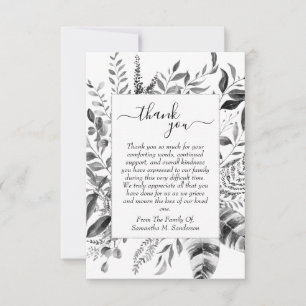 Funeral Black and White in Loving Memory Bedankkaart