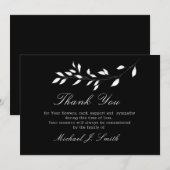 Funeral Black Elegant Floral Hartelijk dank Bedankkaart (Voorkant / Achterkant)