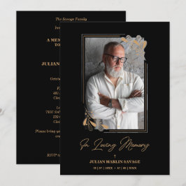Funeral Black Fake Golden Branches Photo Remember Kaart