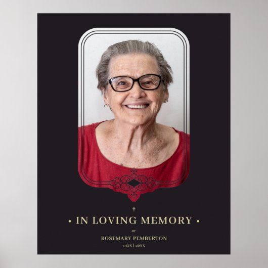 Funeral Black Filigree Ornamental Flourish Foto Poster (Voorkant)