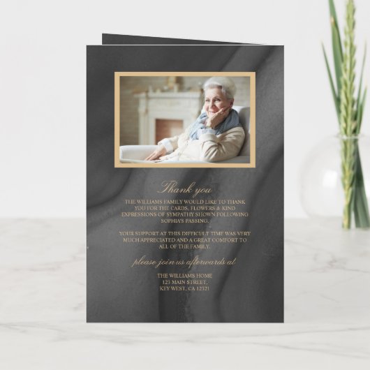 Funeral Black & Gold Calligraphy |Memorandum Programma (Achterkant)