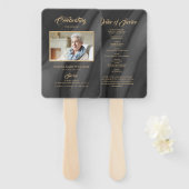 Funeral Black & Gold Calligraphy Set of Fans Handwaaier (Voorkant en achterkant)