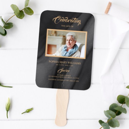 Funeral Black & Gold Calligraphy Set of Fans Handwaaier