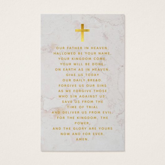 Funeral Black Marble Gold Memorial Prayer Kaart (Achterkant)