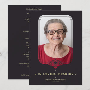 Funeral Black Ornamental Filigree Lace Effect Kaart