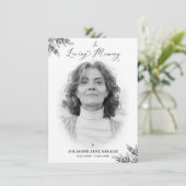 Funeral Black White Photo Remembration Service Kaart (Staand voorkant)