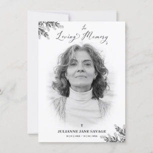 Funeral Black White Photo Remembration Service Kaart