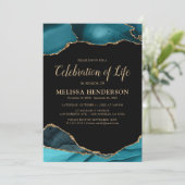 Funeral Blauwgroen Celebration of Life Kaart (Staand voorkant)
