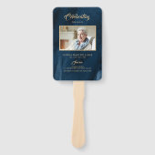 Funeral Blue & Gold Calligraphy Set of Fans Handwaaier (Voorkant)