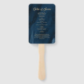 Funeral Blue & Gold Calligraphy Set of Fans Handwaaier (Achterkant)