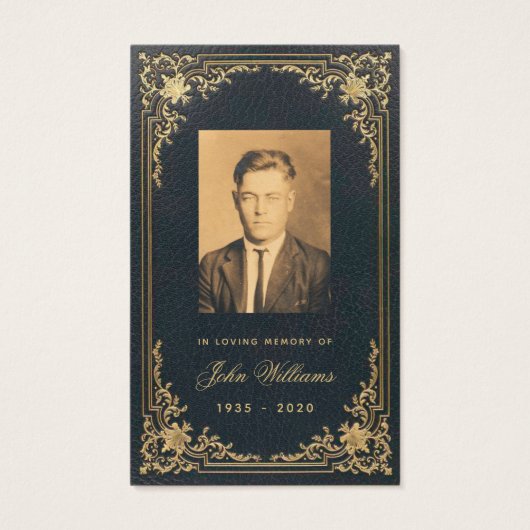 Funeral  Blue Gold Memorial Prayer Kaart (Voorkant)