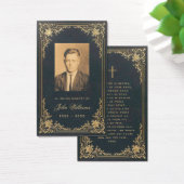 Funeral  Blue Gold Memorial Prayer Kaart (Bureau)