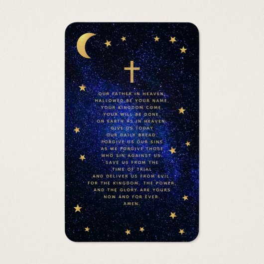 Funeral Blue Night Gold Stars Memorial Prayer Card Visitekaartje (Achterkant)