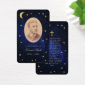 Funeral Blue Night Gold Stars Memorial Prayer Card Visitekaartje (Bureau)