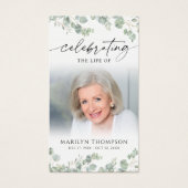 Funeral Botanical Celebrating Life Prayer Card Visitekaartje (Voorkant)