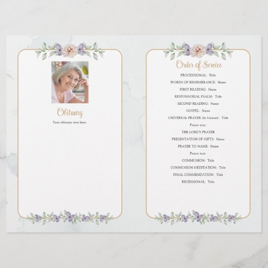 Funeral Botanical Floral Heart 4 Foto's Programma (Achterkant)