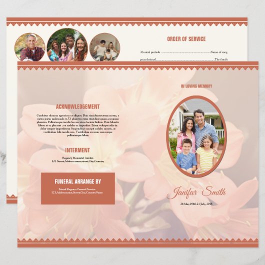 Funeral Brochure Sjabloon (Voorkant / Achterkant)