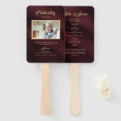 Funeral Burgundy & Gold Calligraphy Set of Fans Handwaaier (Voorkant en achterkant)