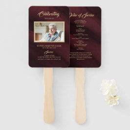 Funeral Burgundy & Gold Calligraphy Set of Fans Handwaaier