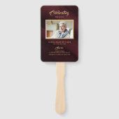 Funeral Burgundy & Gold Calligraphy Set of Fans Handwaaier (Voorkant)
