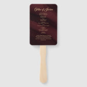 Funeral Burgundy & Gold Calligraphy Set of Fans Handwaaier (Achterkant)