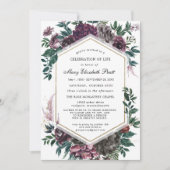 Funeral Burgundy Red Floral Celebration of Life Kaart (Voorkant)