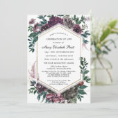 Funeral Burgundy Red Floral Celebration of Life Kaart (Staand voorkant)