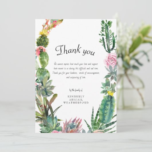 Funeral Cactus - Hartelijk dank Bedankkaart (Staand voorkant)