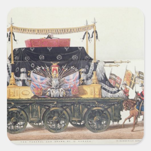 Funeral Car van de hertog van Wellington, 1853 Vierkante Sticker (Voorkant)