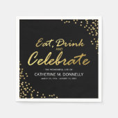 Funeral Celebrate Life | Zwarte en goudglitter Servet (Voorkant)