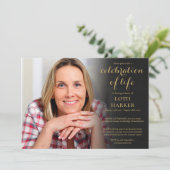 Funeral Celebration of Life Elegant Gold Photo Kaart (Staand voorkant)