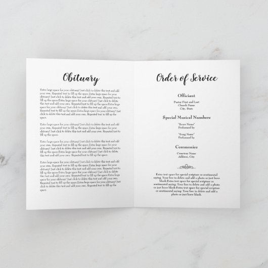 Funeral Celebration of Life Floral Programme Kaart (Binnen)