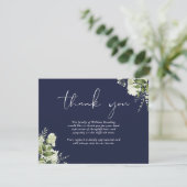 Funeral Celebration Of Life Greenery Navy Blue Bedankkaart (Staand voorkant)