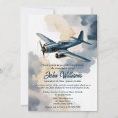 Funeral Celebration of Life Memorial Airplane Blue Kaart (Voorkant)