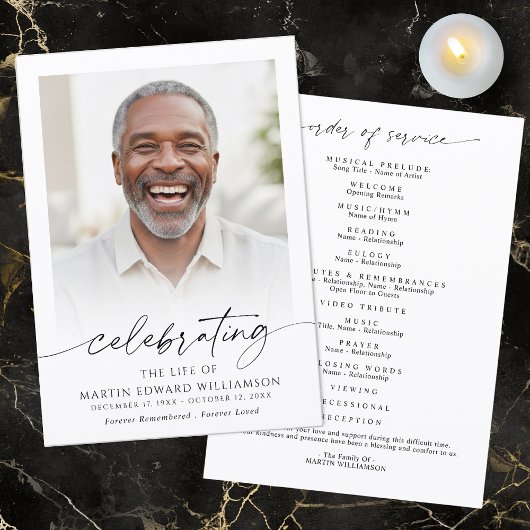 Funeral Celebration of Life Order of Service Photo Programmakaart