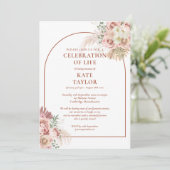 Funeral Celebration of Life Pampas Grass Floral Kaart (Staand voorkant)